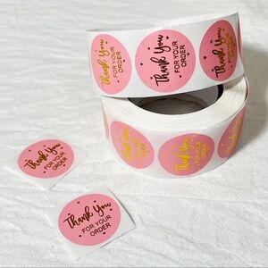 Roll of 500 pieces of 1 inch adhesive Thank You  stickers